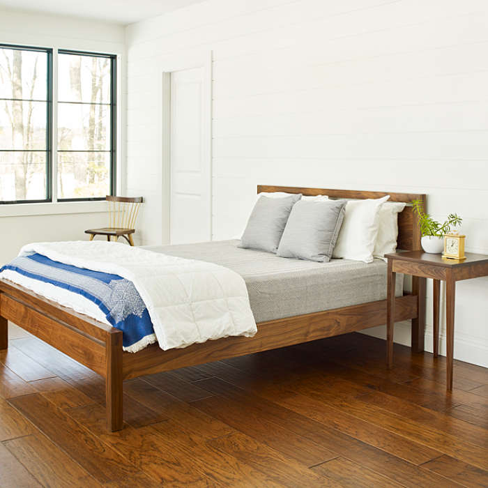 Thos. Moser's Handmade Wooden Studio bed, shown in Walnut