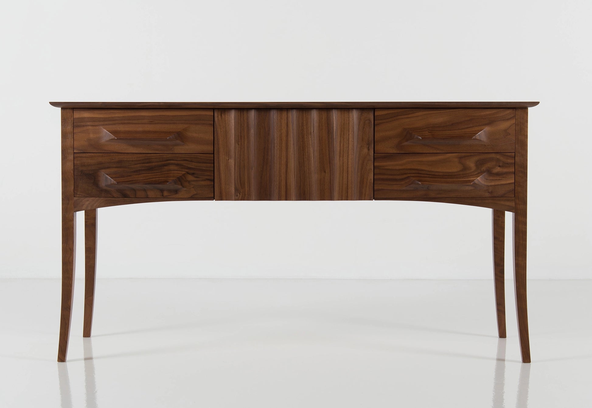 Wooden sideboard with drawers on a white background