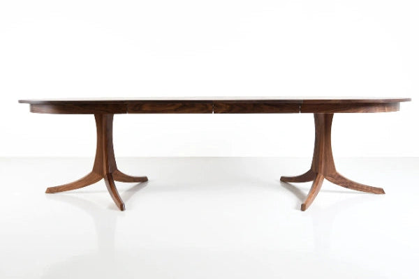 Wooden dining table with a white background