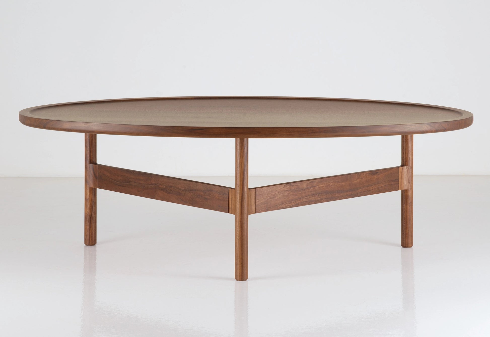 Wooden coffee table on a white background