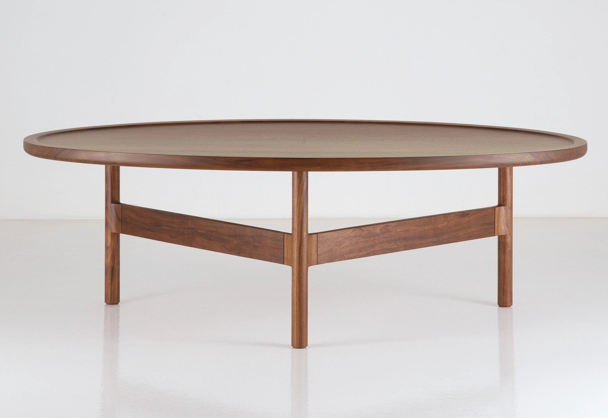 Wooden coffee table on a white background