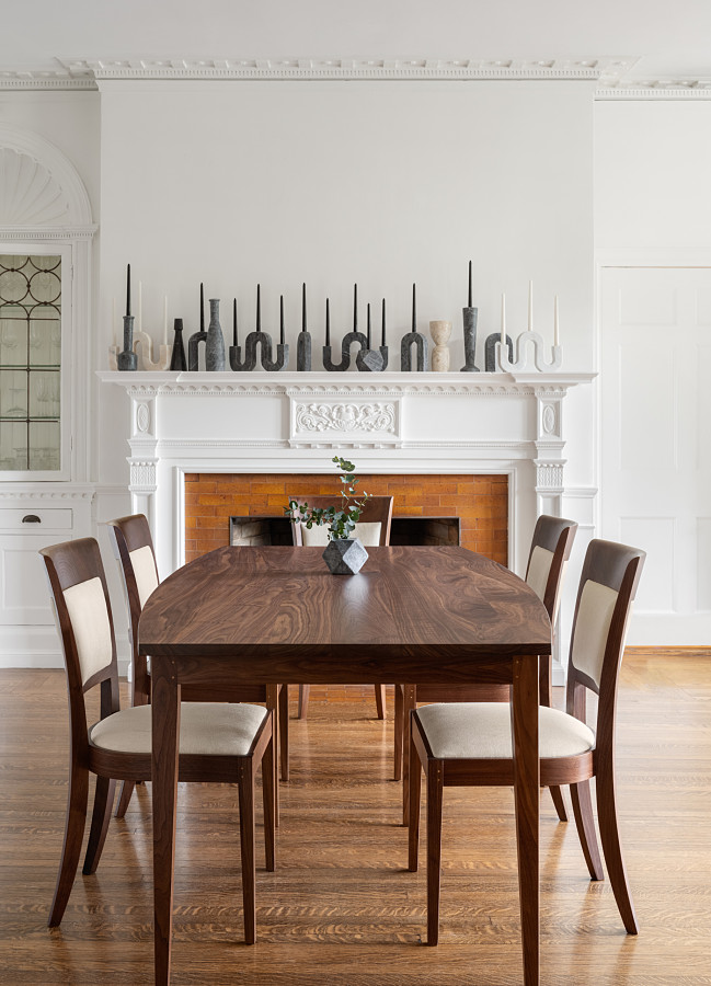 Boat Top Table and Harpswell Chairs in Walnut
