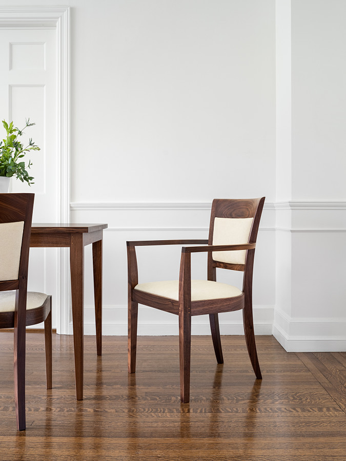 Boat Top Table and Harpswell Arm Chair in Walnut