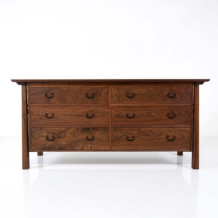 American Bungalow Horizontal Dresser Front view in walnut