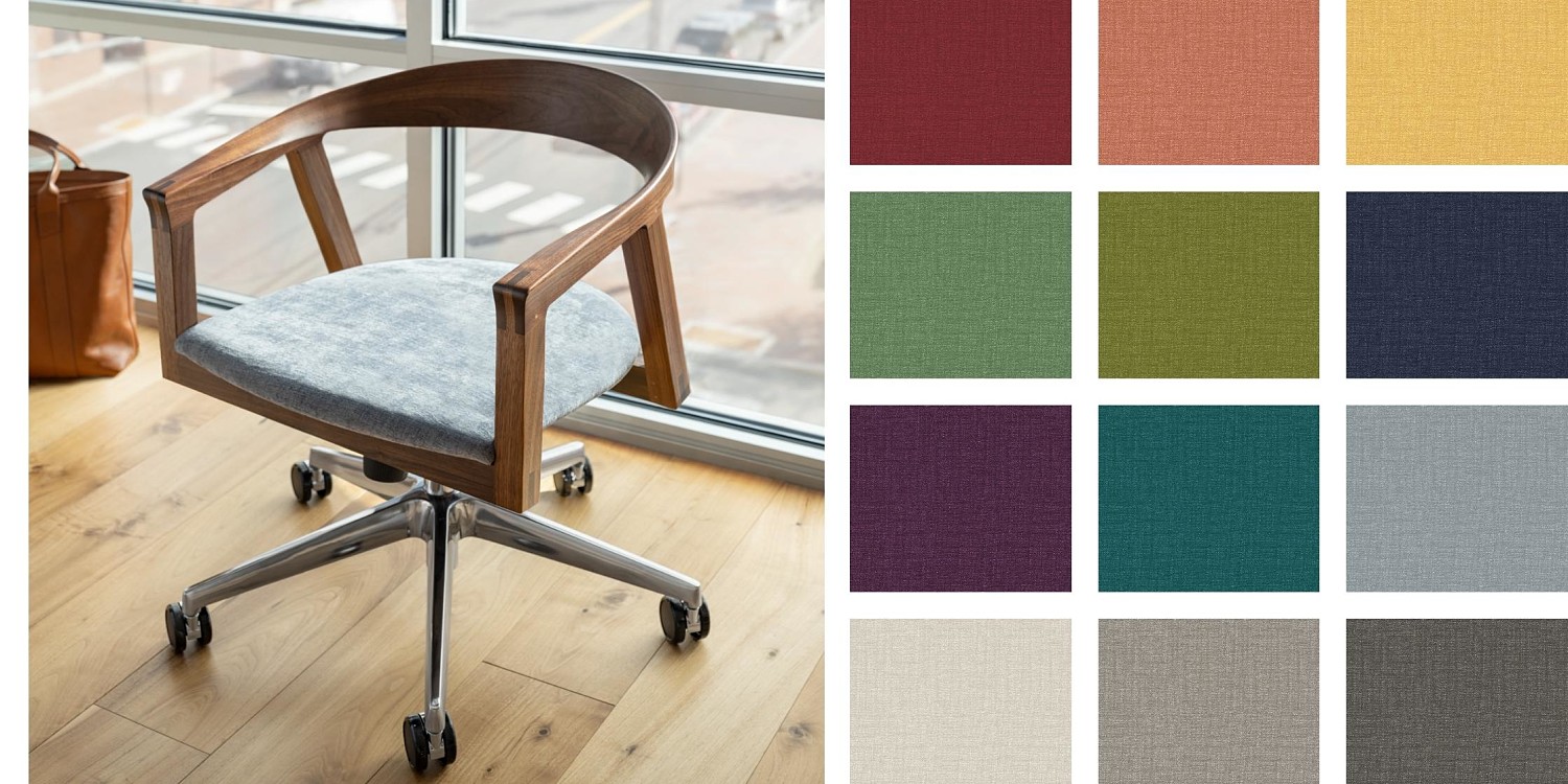 swivel chair with color swatches