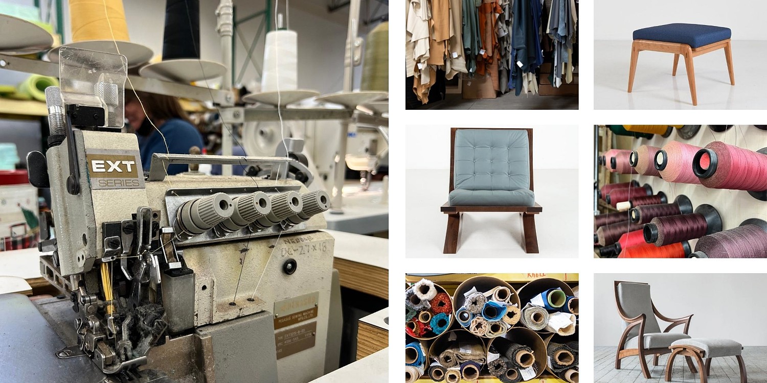 collage of sewing materials and furniture