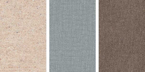 three upholstery swatches