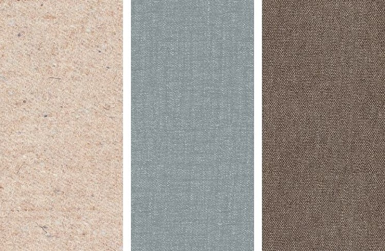 three upholstery swatches