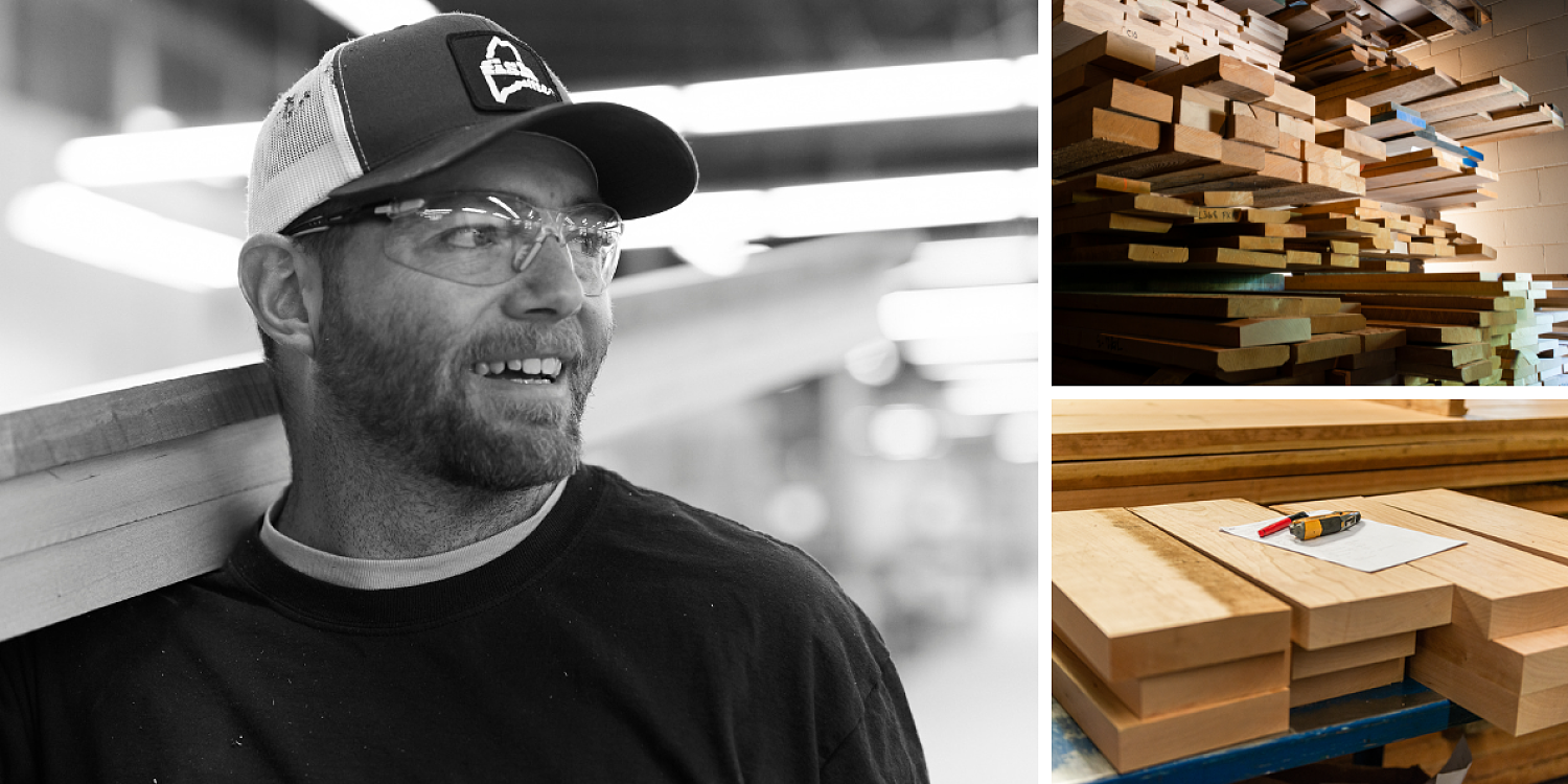 Jim W., stacked boards, fresh cut boards for table making
