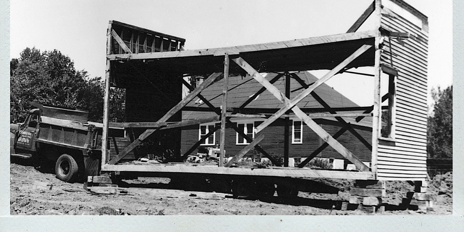 Starting to set the vestry beside the grange hall