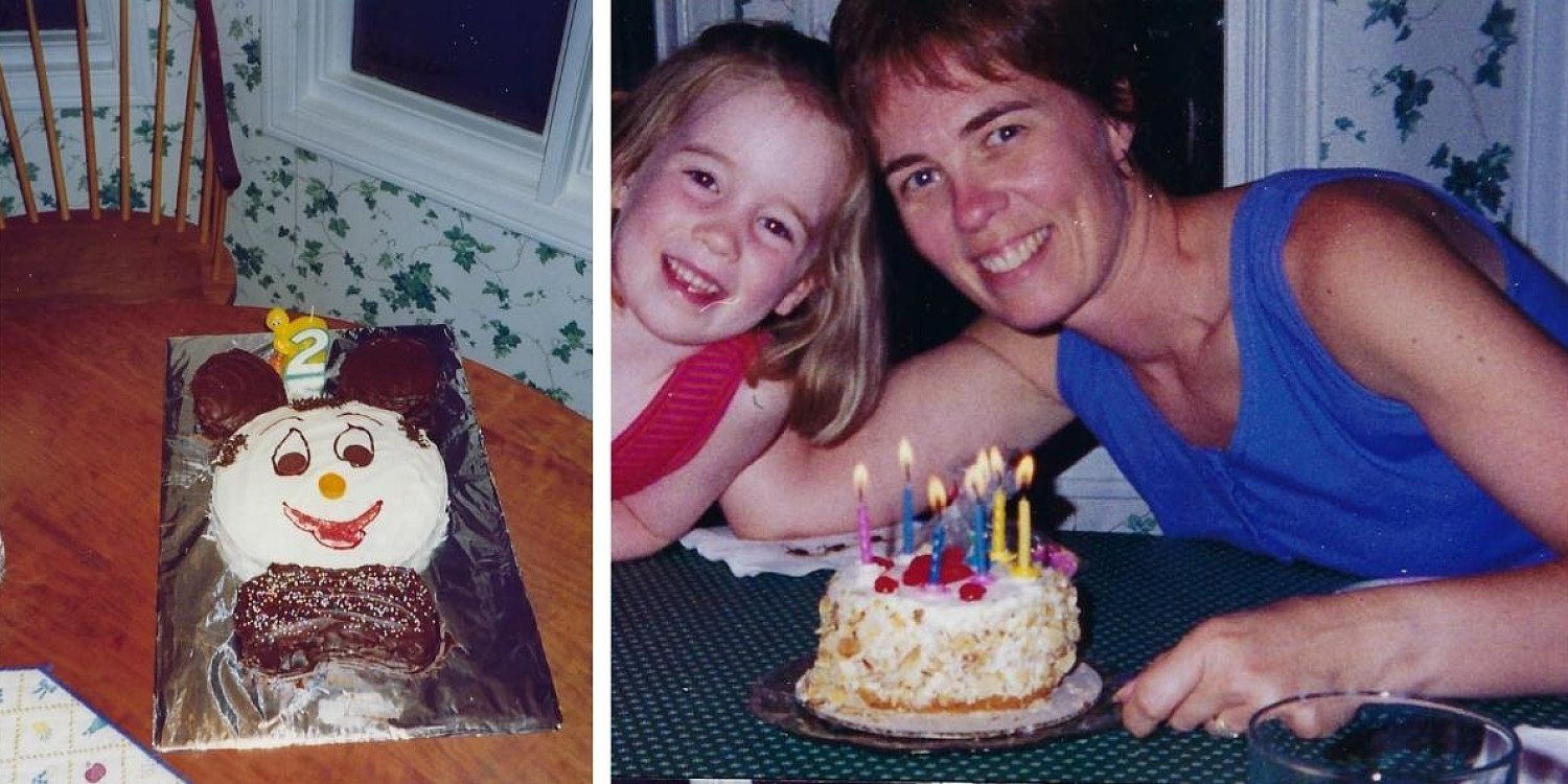 birthday cake and mother and child