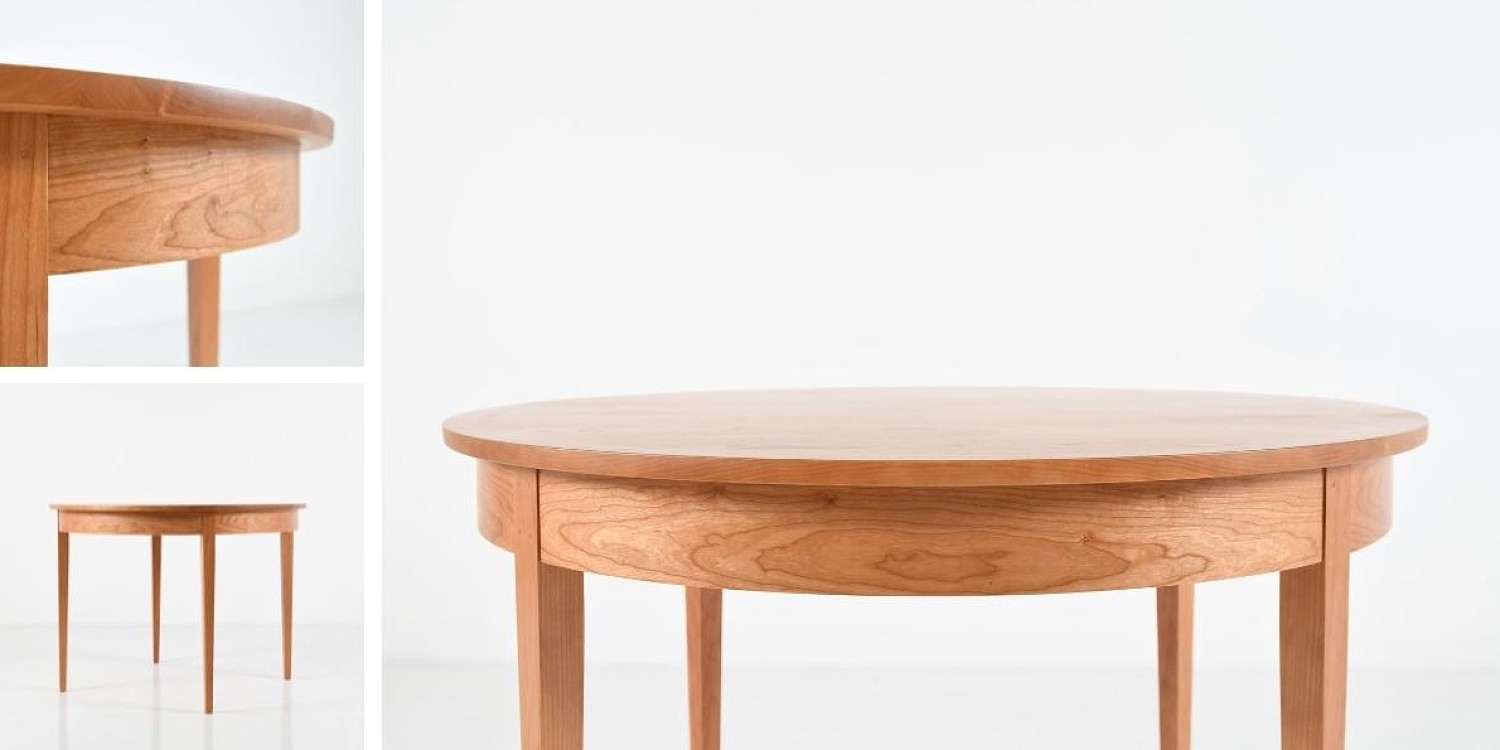 Detail of Round Ring Dining Table in cherry