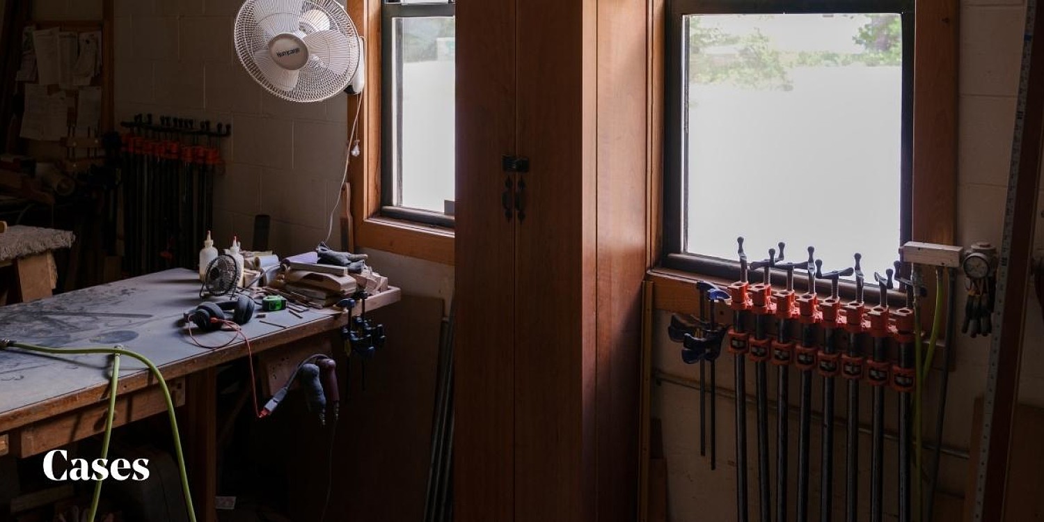 workbench in late afternoon light