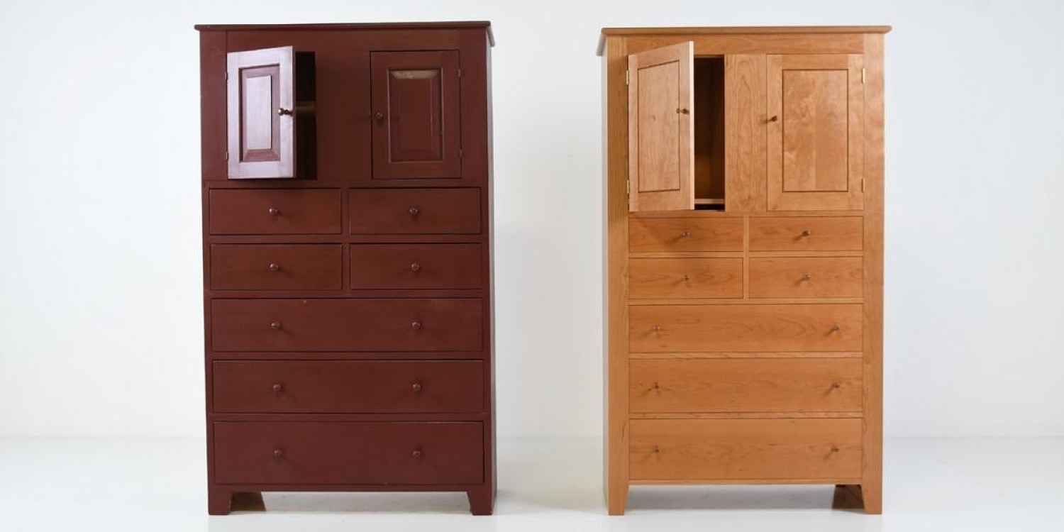1972 Shaker Cupboard by Tom Moser and 2022 Dr. White's Chest in cherry by Tom Moser